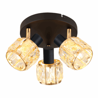 Czarny plafon w stylu glamour Dubai z kryształowymi kloszami