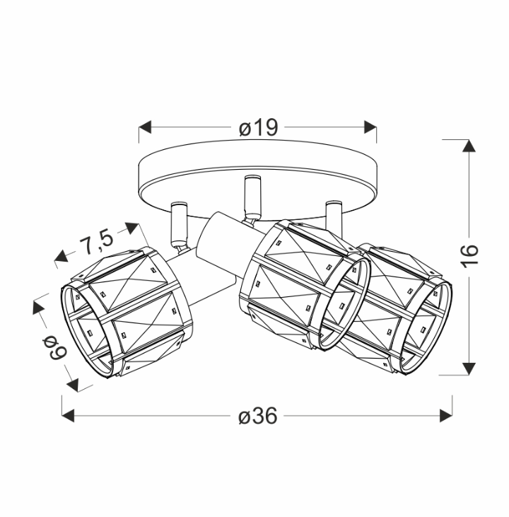 Czarny plafon w stylu glamour Dubai z kryształowymi kloszami