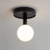 Czarna lampa sufitowa kula Brassia – idealna do niskich wnętrz