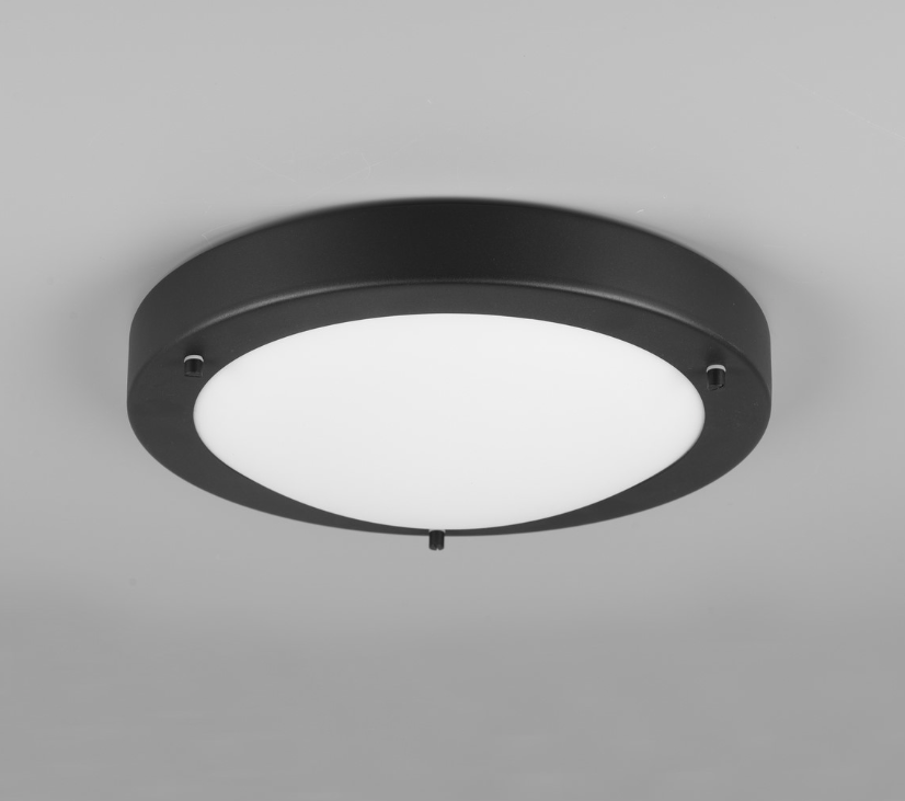 Czarny, płaski szklany plafon łazienkowy Condus 30 IP44