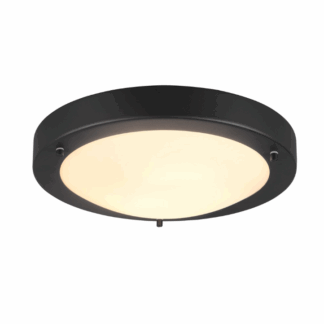 Czarny, płaski szklany plafon łazienkowy Condus 30 IP44