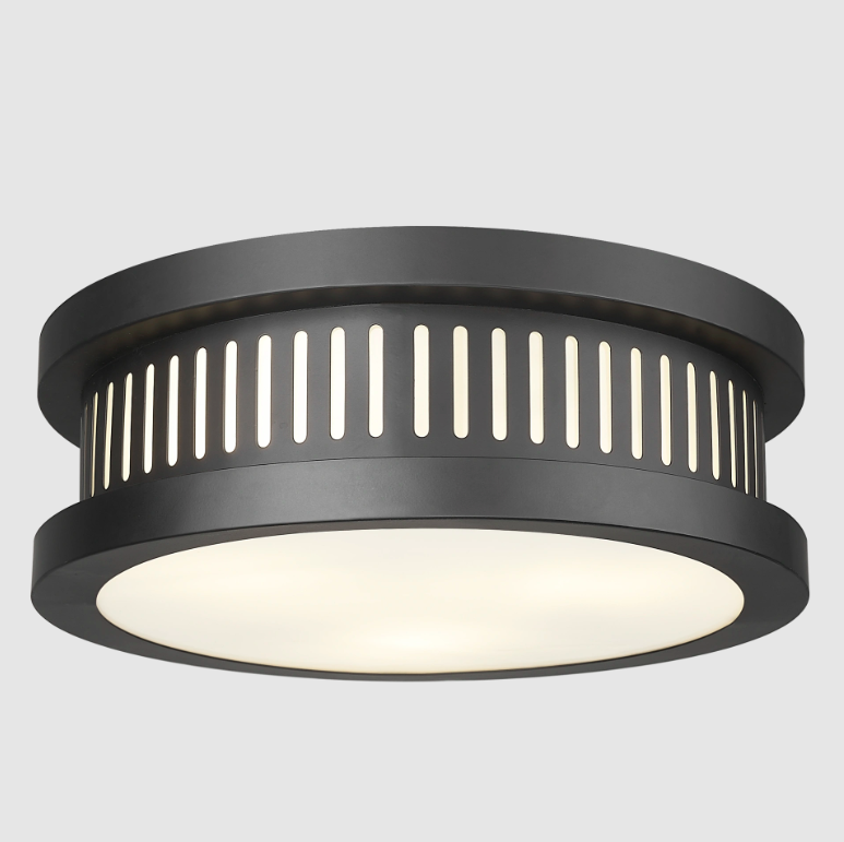 Czarna szklana lampa sufitowa Funchal do łazienki, odporna na wilgoć IP44