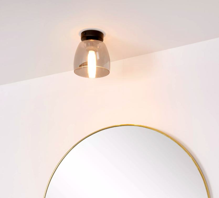 Plafon Tyler w kolorze czarnym z szarym szkłem i klasą szczelności IP44