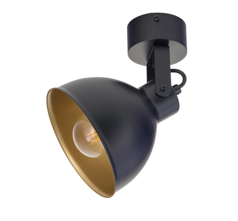 Czarny loftowy plafon IronCube z regulowanym reflektorem