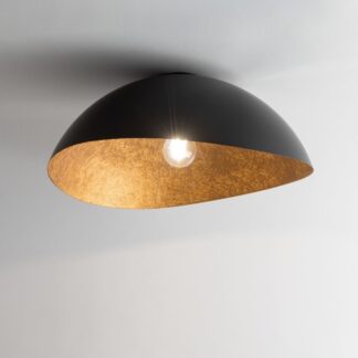 Nowoczesny czarny plafon Velaris 48 z miedzianym wnętrzem
