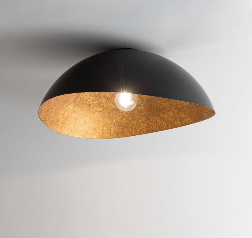 Nowoczesny czarny plafon Velaris 48 z miedzianym wnętrzem