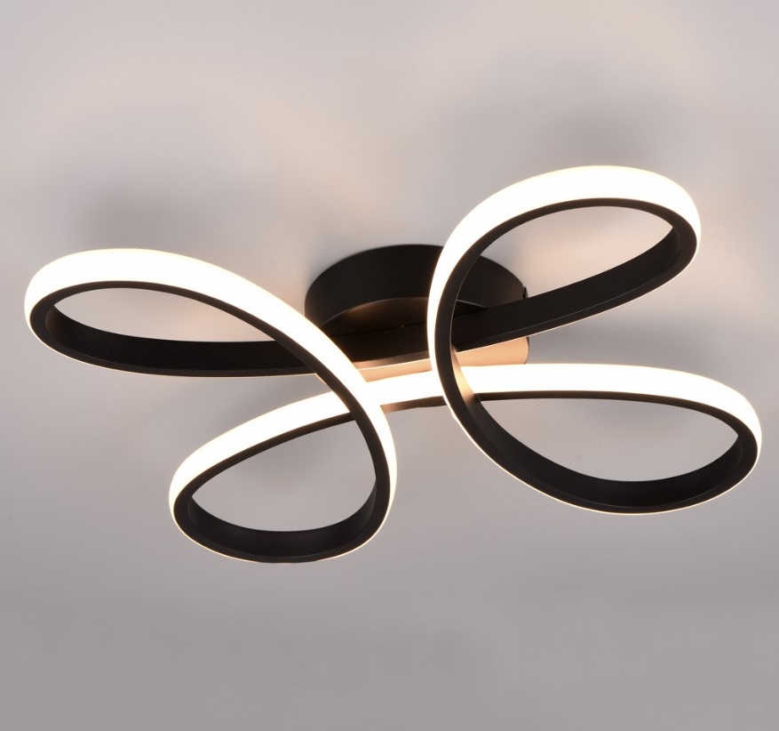 Czarny sufitowy plafon LED FLY o mocy 22W i średnicy 40 cm