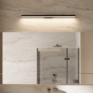 Czarny, wydłużony kinkiet Aqua LED CCT IP44 o długości 66 cm