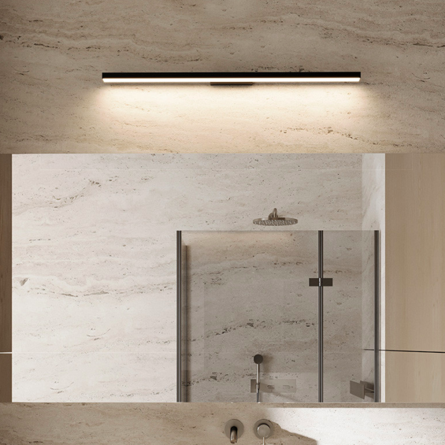 Czarny, wydłużony kinkiet Aqua LED CCT IP44 o długości 66 cm