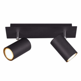 Czarny podwójny reflektor sufitowy Marley 2 z regulowanymi tubami