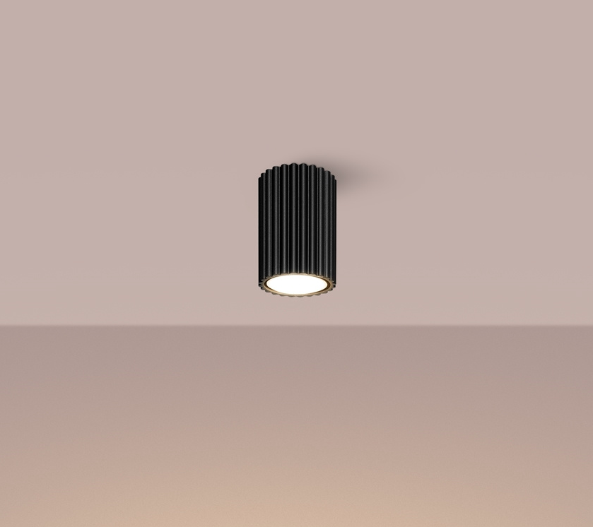 Nowoczesna sufitowa tuba Karbon w kolorze czarnym