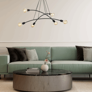 Czarny industrialny żyrandol Helix 6 – idealny do wnętrz w stylu loftowym