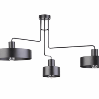 Nowoczesny, industrialny żyrandol Urban 3 w czarnym kolorze