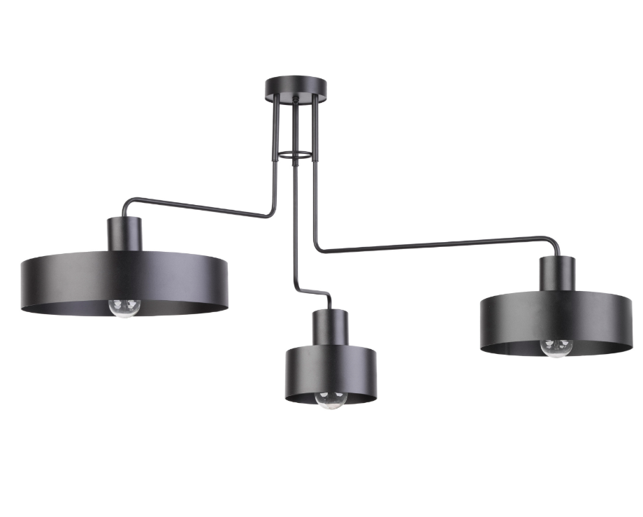 Nowoczesny, industrialny żyrandol Urban 3 w kolorze czarnym