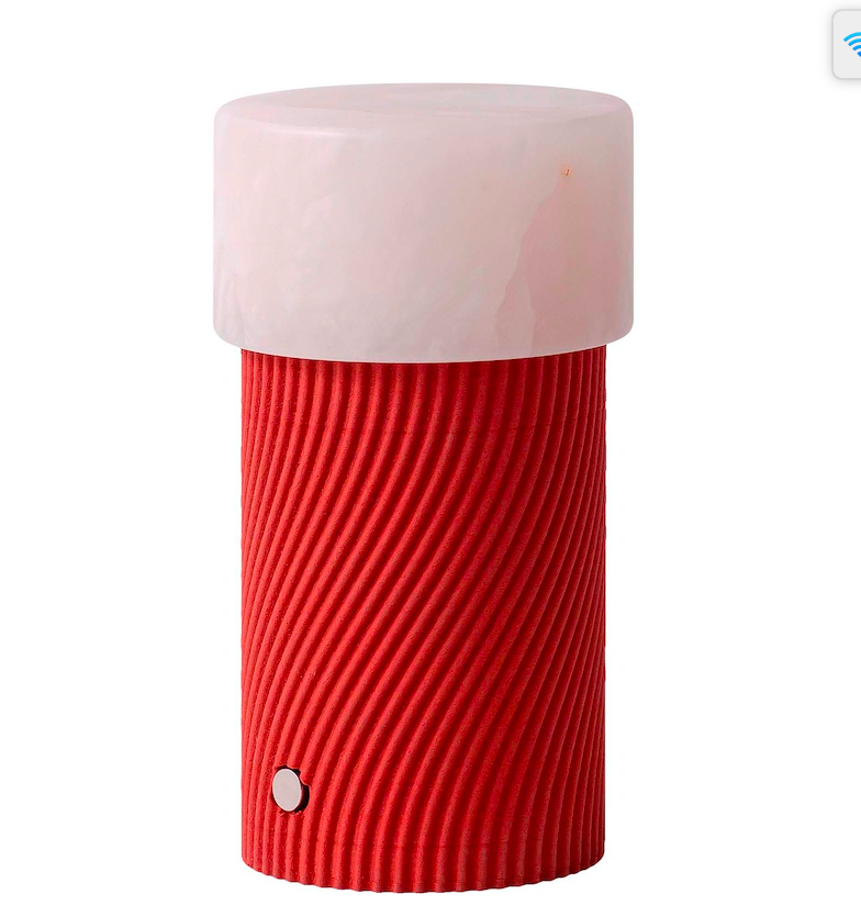 Czerwona lampka stołowa Rizzo Sapelly z kamiennym wykończeniem, wykonana w technologii druku 3D