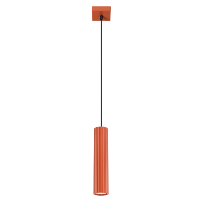 Nowoczesna wisząca lampa tuba Karbon w czerwonym kolorze