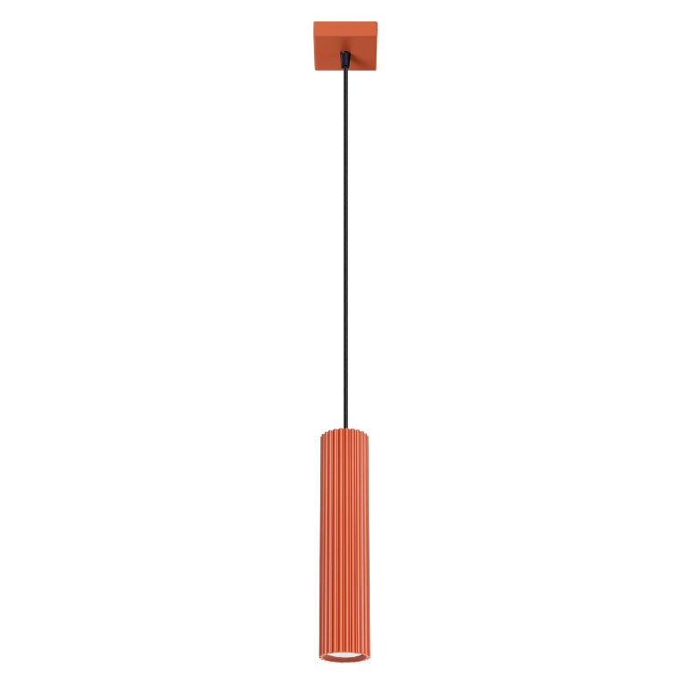 Nowoczesna wisząca lampa tuba Karbon w czerwonym kolorze