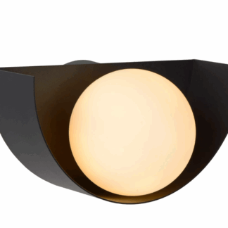 Stylowy kinkiet Benni z białą kulą w czarnej ramie