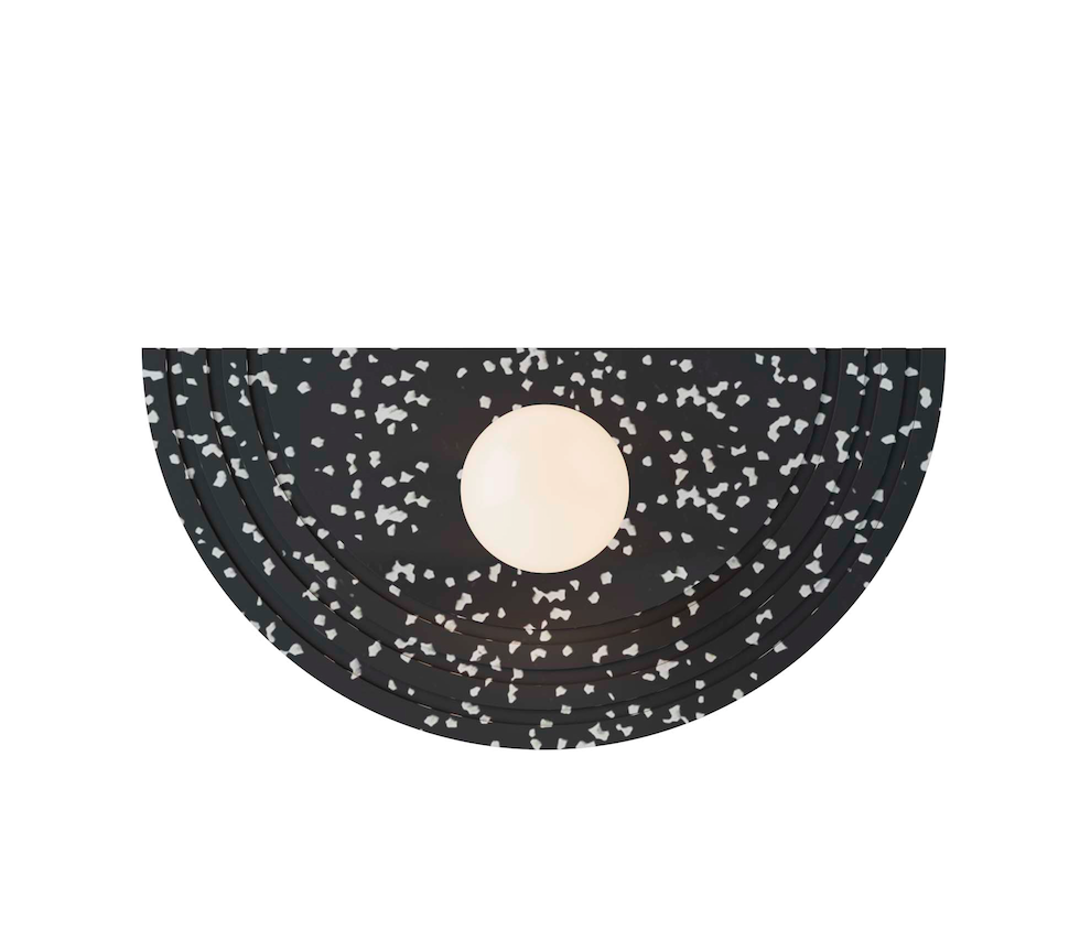 Stylowy kinkiet Regina w czarnym, półokrągłym wzorze z subtelnymi kropkami