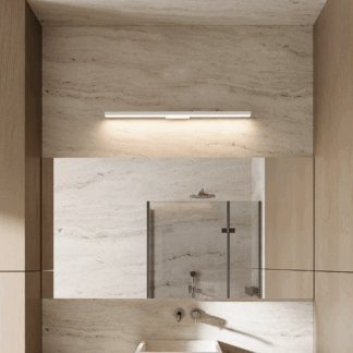 Długi biały kinkiet Aqua LED CCT IP44 do lustra o długości 92 cm