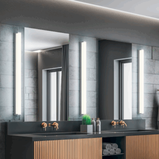 Srebrny kinkiet Fabio LED 120 cm do lustra łazienkowego, odporny na wilgoć (IP44)