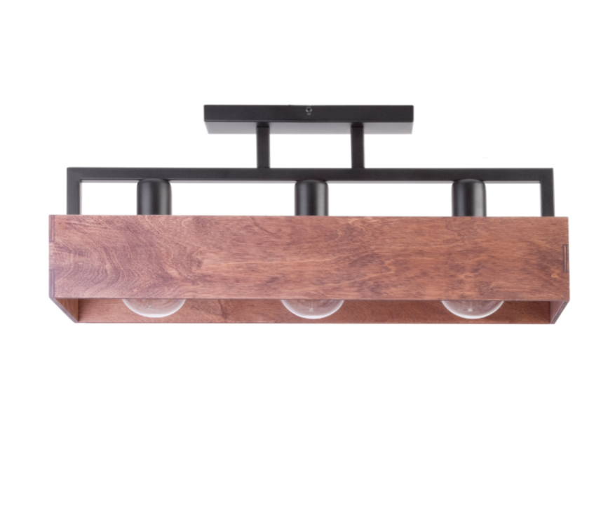 Loftowa lampa sufitowa Boxon 3 z drewna