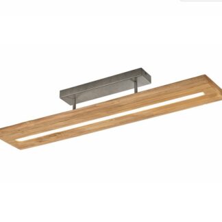 Prostokątna lampa sufitowa Brad LED o długości 100 cm, wykonana z drewna