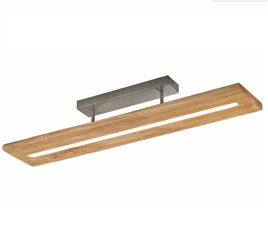 Prostokątna lampa sufitowa Brad LED o długości 100 cm, wykonana z drewna