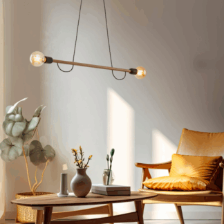 Industrialna lampa wisząca Helix Wood 2 z drewna