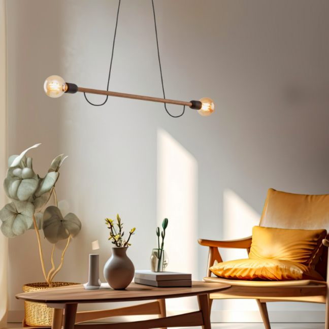 Industrialna lampa wisząca Helix Wood 2 z drewna