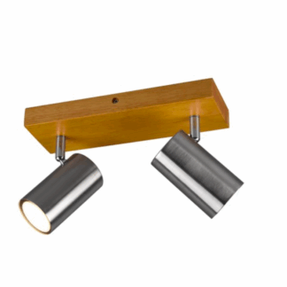 Drewniana lampa z ruchomymi srebrnymi reflektorami Marley 2