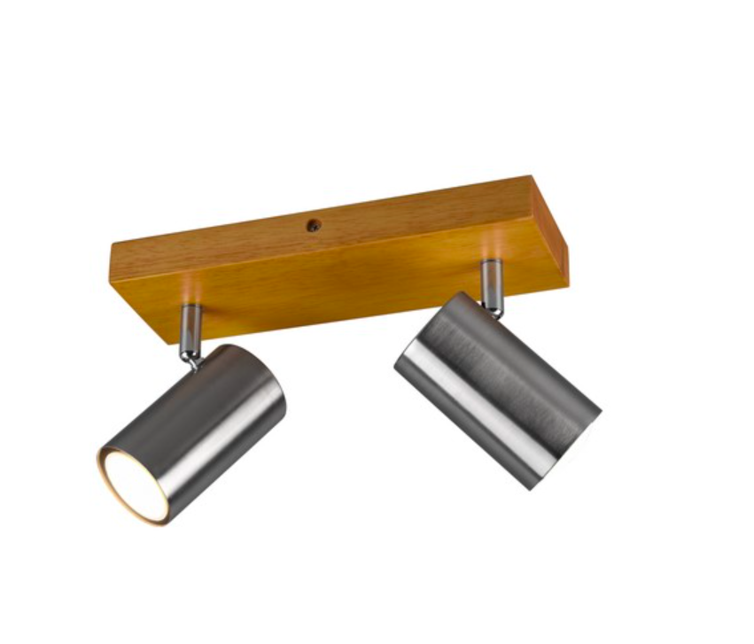 Drewniana lampa z ruchomymi srebrnymi reflektorami Marley 2