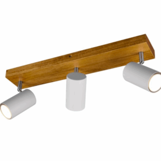 Drewniana belka oświetleniowa z trzema reflektorami Marley