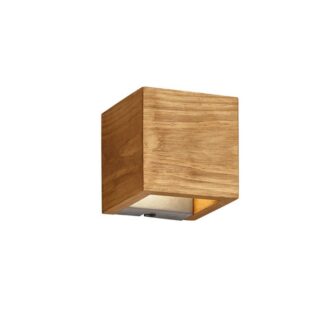 Drewniana lampa ścienna Brad LED w formie ozdobnej kostki