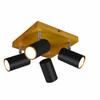 Kwadratowy reflektor drewniany Marley 4 z regulowanymi spotami