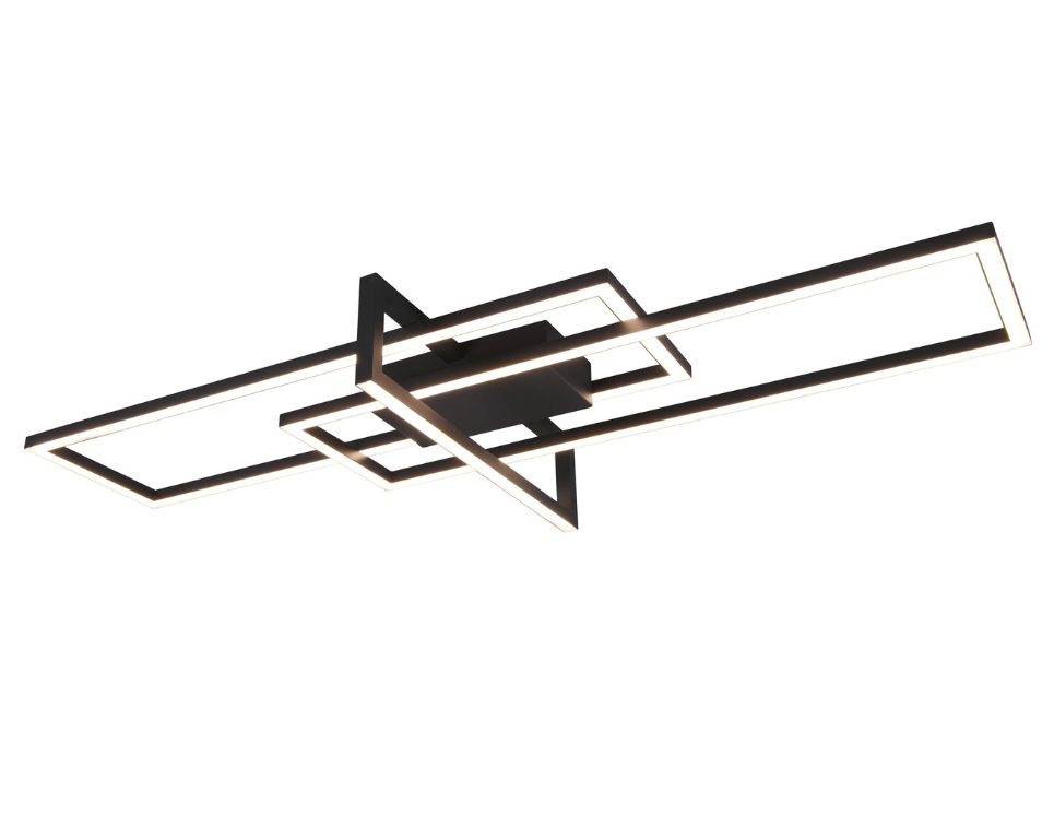 Duża czarna lampa sufitowa LED Salinas o mocy 34W i barwie światła 3000K