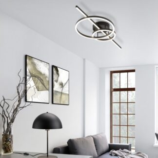 Czarny plafon sufitowy Montilla LED z pilotem, duży rozmiar