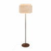 Stylowa lampa stojąca Takai z lnianym kloszem i mosiężną podstawą