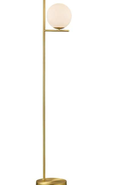 Elegancka złota lampa stojąca Pure Trio z białą kulą