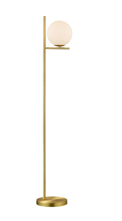 Elegancka złota lampa stojąca Pure Trio z białą kulą