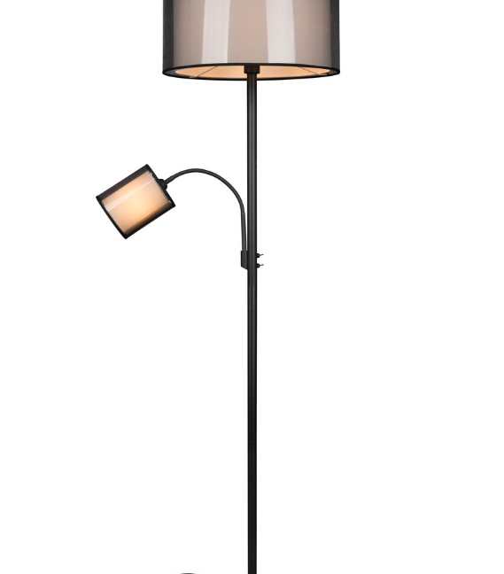 Stylowa stojąca lampa Burton z czarnej organzy do salonu