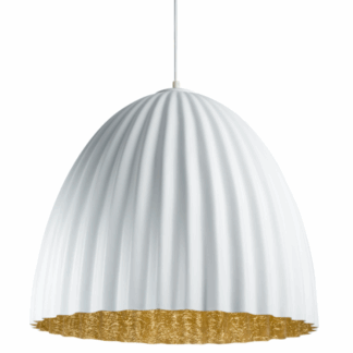 Stylowa biało-złota lampa wisząca Faselia do zawieszenia nad stołem