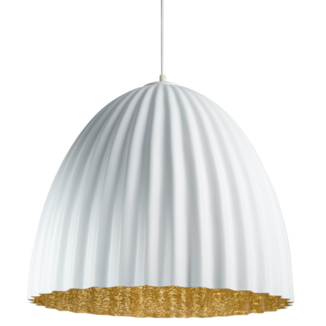 Stylowa biało-złota lampa wisząca Faselia do zawieszenia nad stołem