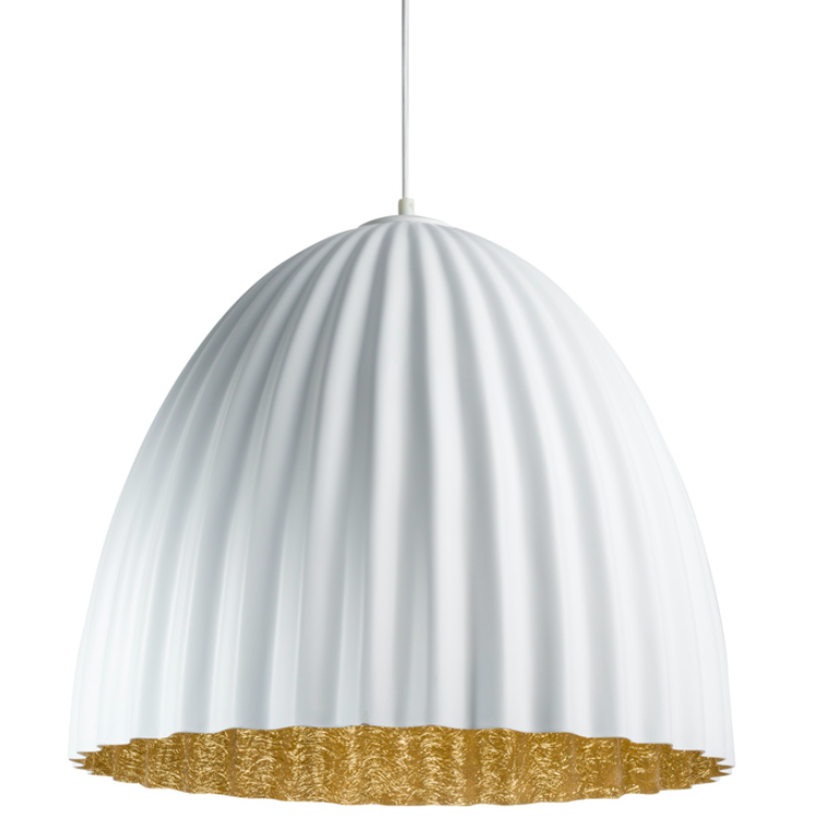 Stylowa biało-złota lampa wisząca Faselia do zawieszenia nad stołem