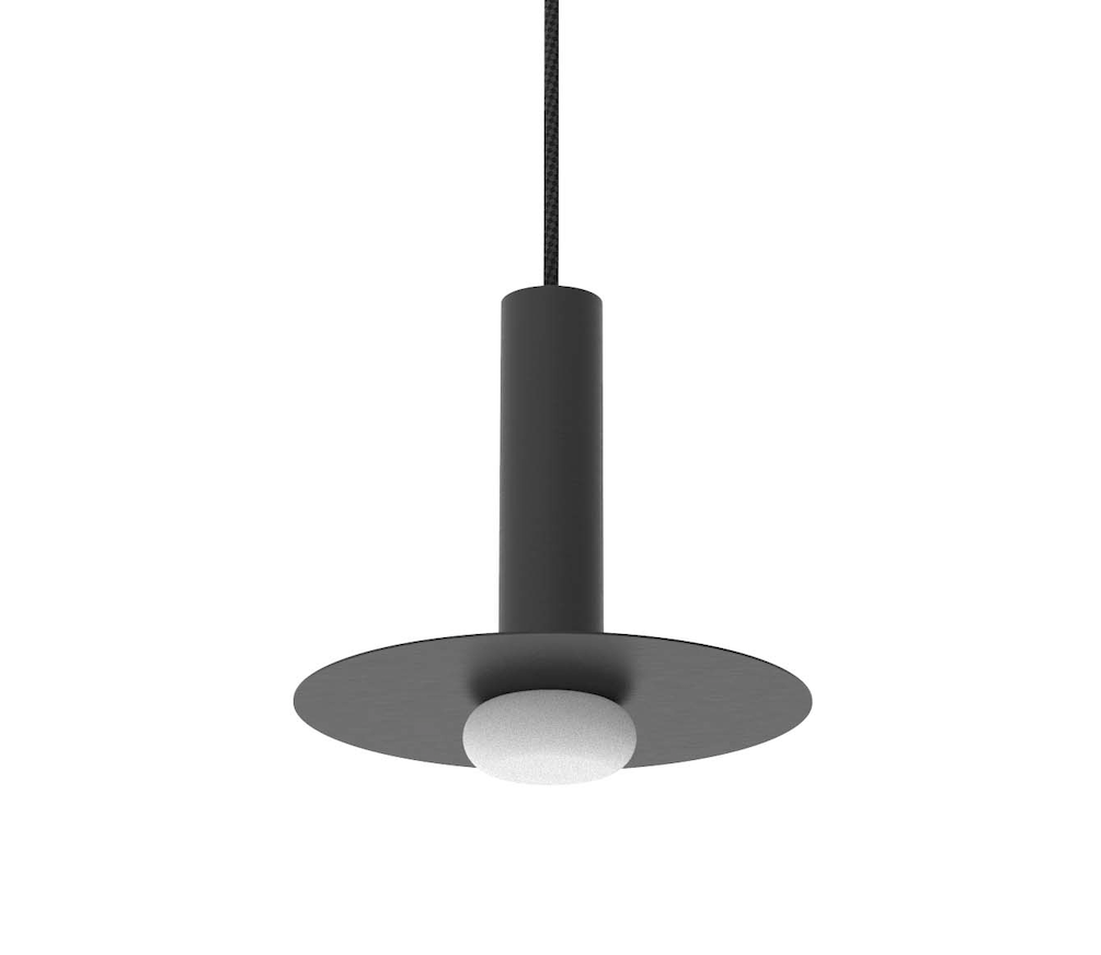 Elegancka i minimalistyczna lampa wisząca Reina LED w formie czarnego dysku