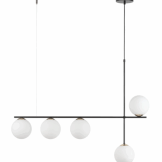 Stylowa podłużna lampa wisząca Balona 5 z białymi kulami