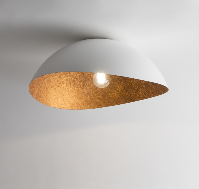 Stylowy biały plafon sufitowy Velaris 33 z miedzianym wnętrzem