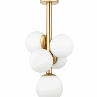 Stylowy złoty plafon Brassia 5 z białymi kulami