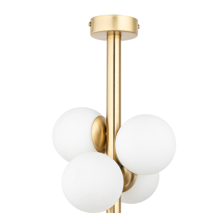 Stylowy złoty plafon Brassia 5 z białymi kulami