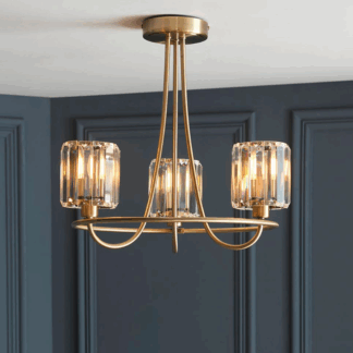 Elegancki sufitowy żyrandol glamour Berenice 3 w odcieniu postarzany mosiądz